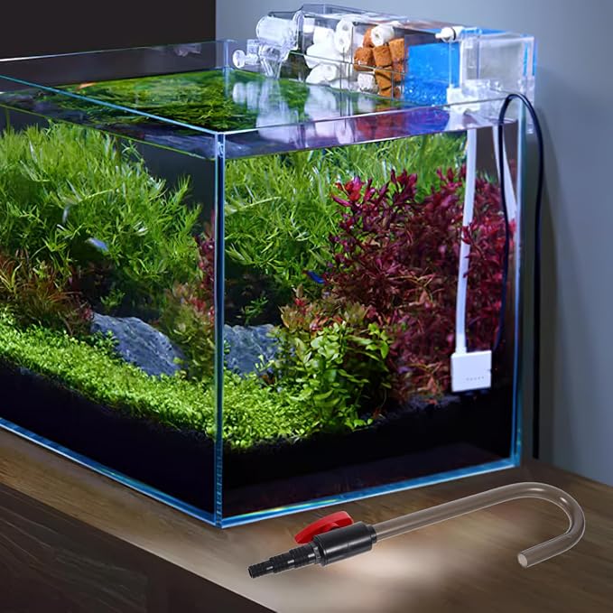 NUOBESTY Aquarium Hook Water Changer with Flow Switch - Quickly Fill and Drain Fish Tank, Vacuum Siphon Hose Tool for Easy Water Changes and Gravel Cleaning, Fits 1/2‘’, 5/8‘’, 3/4‘’ Garden Hoses