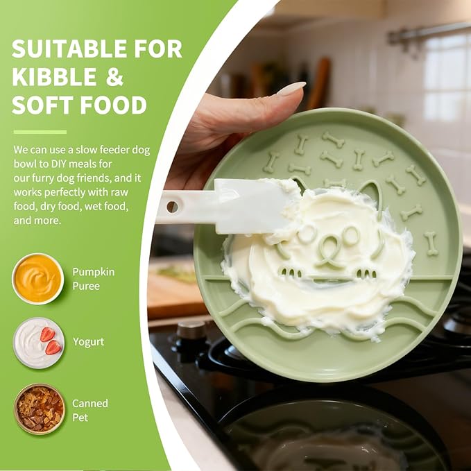 Slow Feeder Dog Bowl for Small Medium Dogs & Cats, 7.5 Inch Non Slip Slow Bowl with 37 Suction Cups, Anti-Choking Food Grade Silicone Slow Eating Bowl