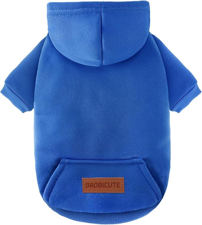 2 Pack Dog Hoodie Warm Hood Dog Sweater Cold Weather Small Dogs Sweatshirt Comfort Pet Clothes for Small Medium Dogs with Pockets (Dark Blue, XS (Back: 7.5",Chest: 12.6", 1.8-3.5lbs))