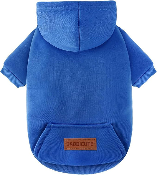 2 Pack Dog Hoodie Warm Hood Dog Sweater Cold Weather Small Dogs Sweatshirt Comfort Pet Clothes for Small Medium Dogs with Pockets (Dark Blue, XS (Back: 7.5",Chest: 12.6", 1.8-3.5lbs))