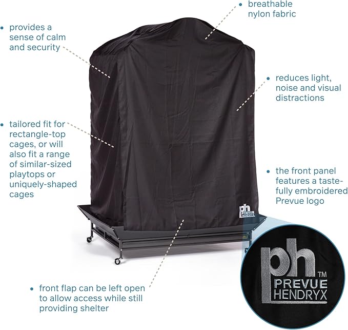 Prevue Pet Products Extra Large Bird Cage Cover - Good Night Cage Cover, Bird Accessories, Blocks Light, Breathable Nylon Fabric, Fits a Variety of Cage Sizes - Black, Size Extra Large