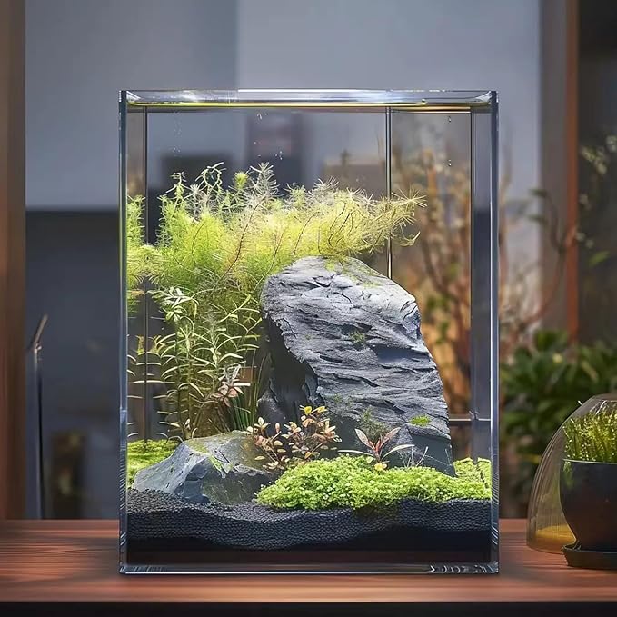 Vimvins 5 Gallon Glass Fish Tank, Easy to Maintain Small Aquarium for Betta/Snails/Shrimp and Aquatic Planting.