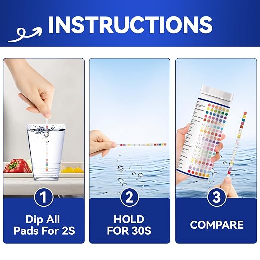 21-in-1 Drinking Water Test Strips, 125ct for Well & Tap | Manual,Works for pools&Aquarium,Tests Lead, Fluoride, Chlorine, Hardness, pH, Iron, Copper, Nickel, MPS & more