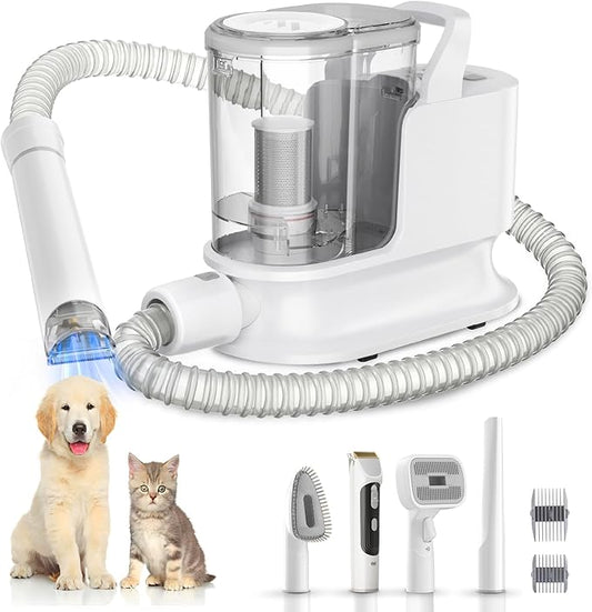 YOOHI Dog Grooming Kit & Dog Grooming Vacuum, 12Kpa Suction Pet Vacuum Grooming Kit with Low Noise, 3 Suction Mode, 2L Capacity, 5 Pet Grooming Tools for Shedding Cat Hair, Home Cleaning