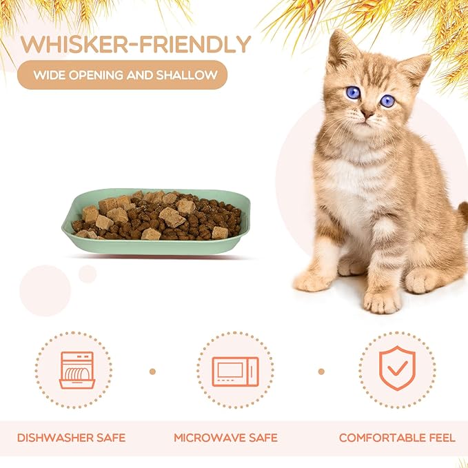 Whisker Fatigue Cat Bowls, 6 Inch Shallow Cat Food Bowl, Wide Pet Dishes for Indoor Cats Kittens and Short Legged Cats (4Pcs)