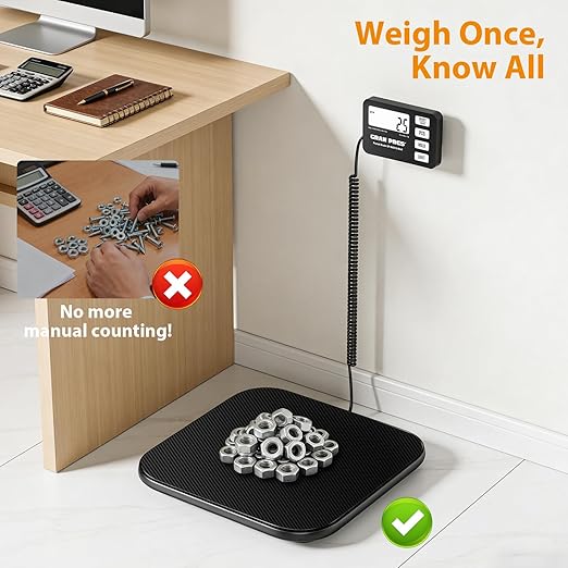GRAM PRES Shipping Scale 440 lbs/10g Digital Postal Scale with LCD Display, Hold/Tare/Pcs Functions for Packages/Luggage/Post Office/Dog, Battery & USB Cable Included