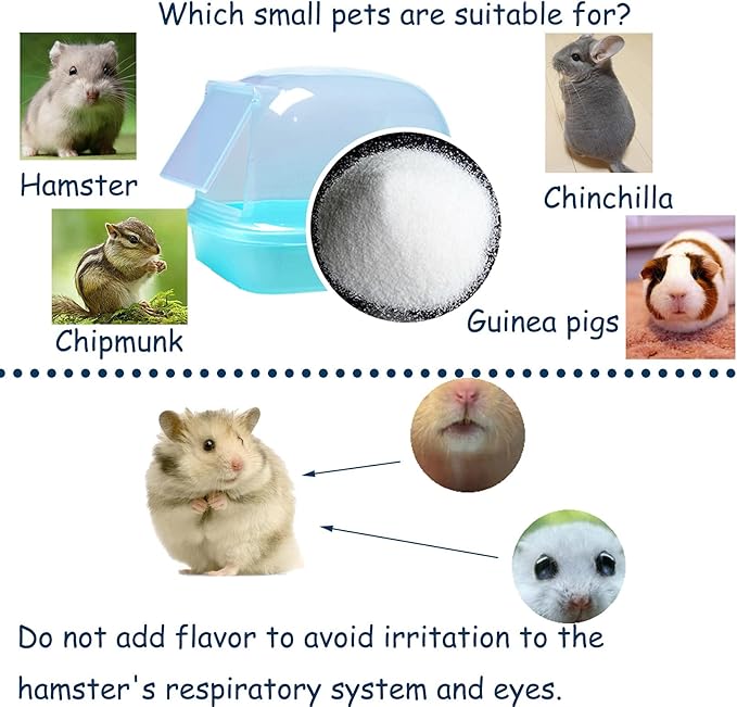 Hamiledyi Chinchilla Sand Bath, Gerbil Dust Bath Potty Litter Plastic Container Hideout Sleep Bathtub for Guinea Pigs Dwarf Hamster (2 LB)