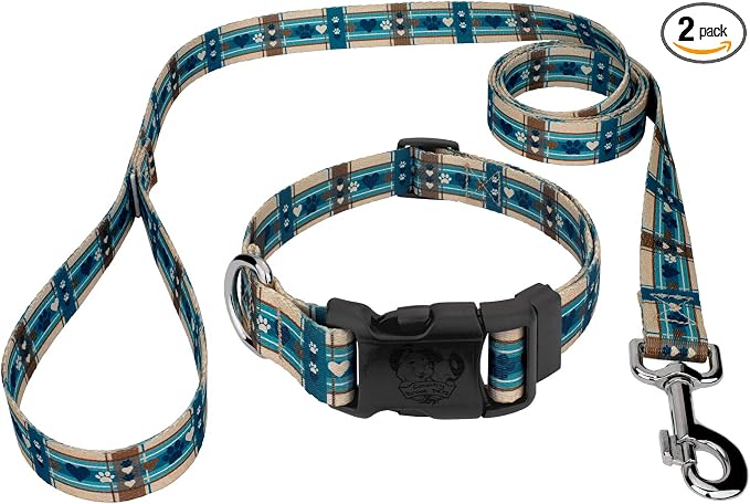 Country Brook Petz - Puppy Picnic Everyday Dog Collar and Leash - Plaid and Argyle Collection Featuring Charming Designs (1 Inch, Extra Large)