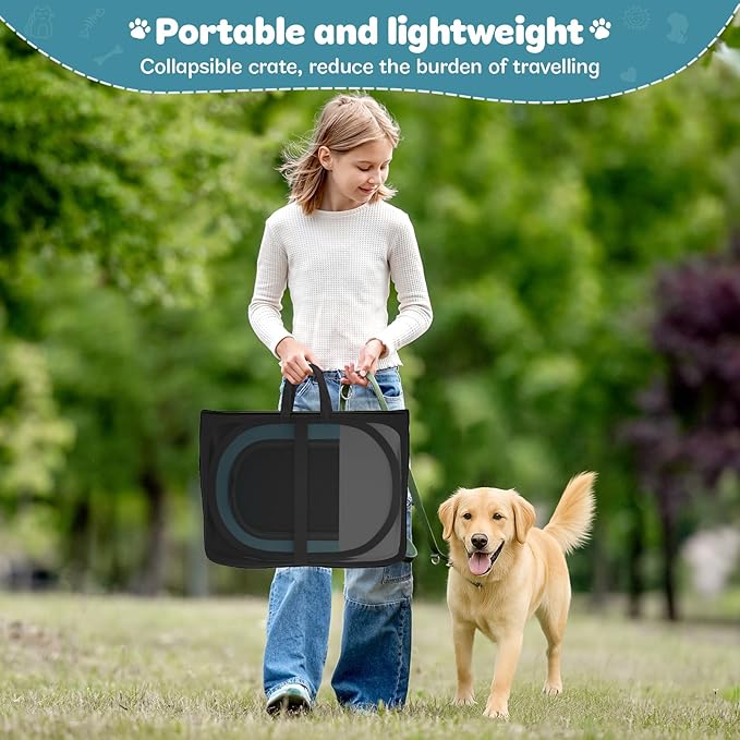 Foldable Large Playpen for Cat Dog - Portable Cats Dogs Kennel Pop Up Dog Playpens, Small Pets CrateTent Cage with Carrying Case for Outdoor Travel