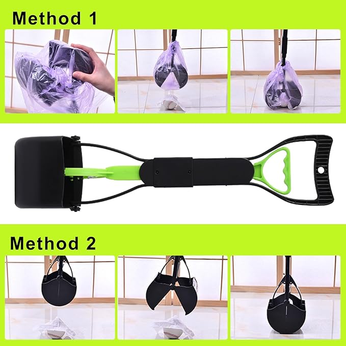 23.6‘’ Pooper Scooper, Foldable Pooper Scooper for Large Medium Small Dogs, Poop Pick Up Tool for Yard, Lawns, Grass(Green)