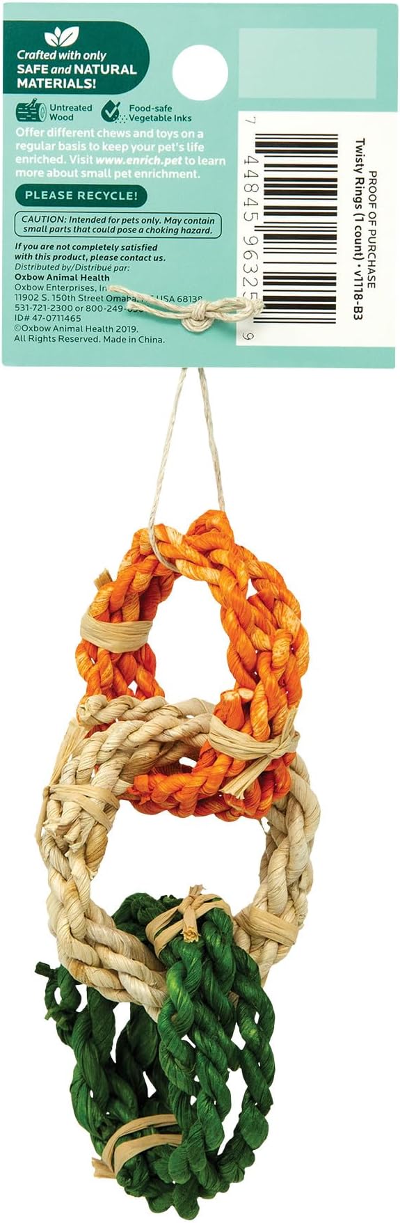 Oxbow Enriched Life Twisty Rings, Rabbit & Guinea Pig Toy, Hamster, Chinchilla & Rat Chew Rings, Small Pet Enrichment & Cage Accessory, Safe Natural Chew, Bunny Boredom Breaker, Enrichment Play Toy