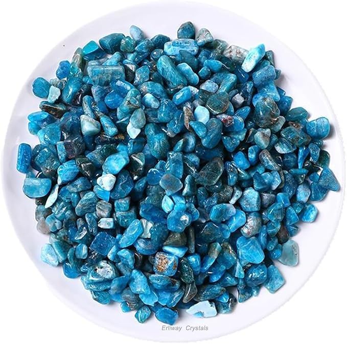 Erliway 100g Natural Apatite Crystal Chips 7-9mm Tumbled Stones | Small Crushed Crystal Stone, Polished Crystals Chips for Fish Tank, Healing Tumbled Rocks for Reiki Jewelry Making Home Décor