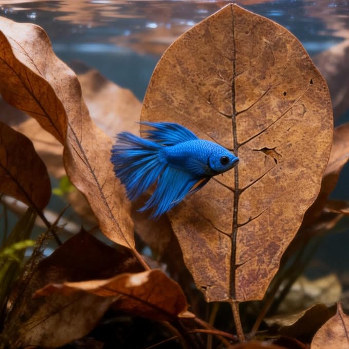 10Pcs Catappa Indian Almond Leaves Aquarium Decor Water Conditioner | Betta Fish Tank Decor,for Betta Fish Shrimp Goldfish Guppy,Balance PH,Natural Tannins,Axolotl Tank Accessories