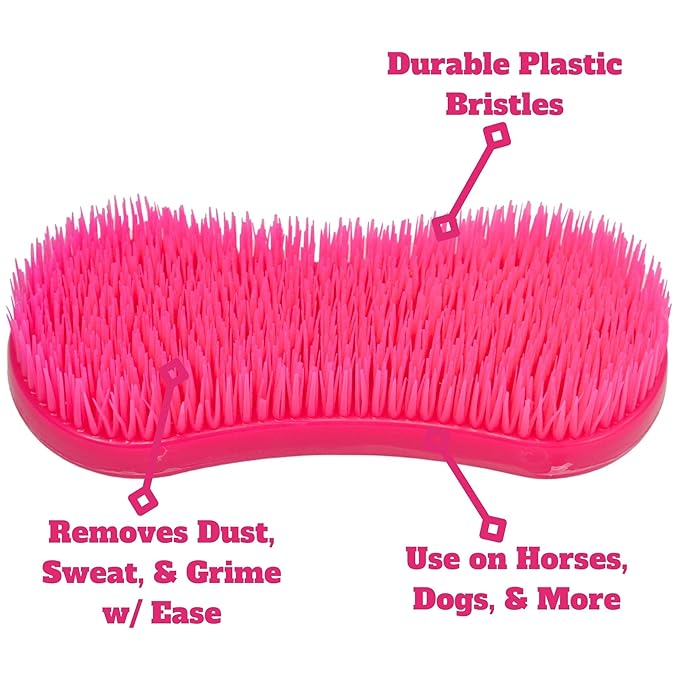 Intrepid International Magic Horse Brush, for Horse Grooming Kit w/Durable Plastic Bristles, Horse Brushes for Grooming, Dark Pink