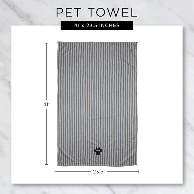 Bone Dry Pet Grooming Towel Collection Absorbent Microfiber X-Large, 41x23.5, Embroidered Taupe (Pack of 12)