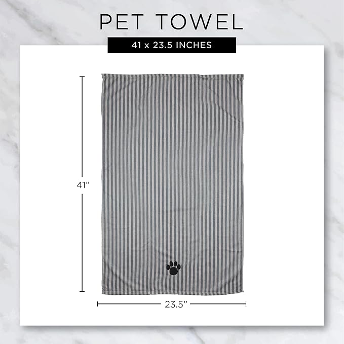 Bone Dry Pet Grooming Microfiber Towel, Embroidered Collection, X-Large,41x23.5", Blue