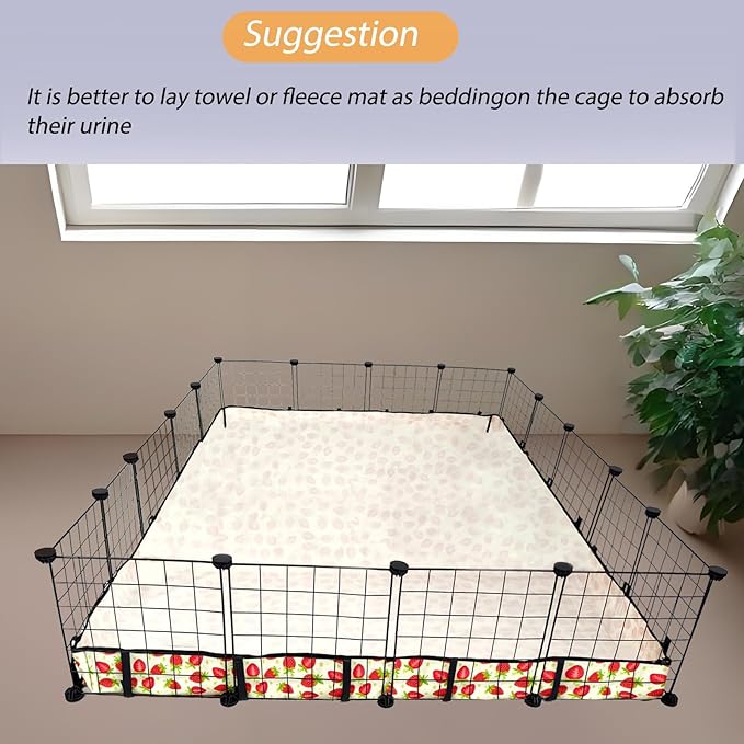 Guinea Pig Cage Liner，Washable Waterproof Oxford Cloth Cage Liners for Small Animals,Hamster Chinchilla Hedgehog Rabbit and Other Small Animals Not Include Cage(48x60 inches)