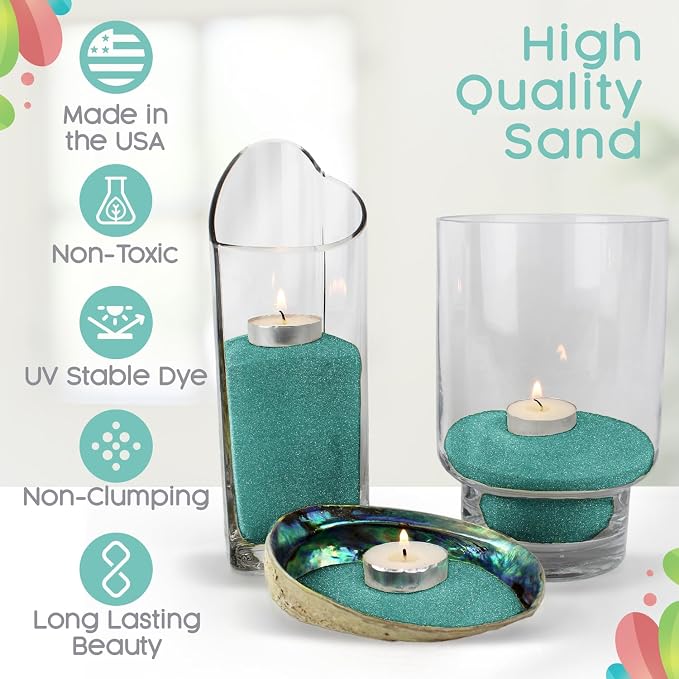 Oasis Unity Sand, 1 LB (16 oz), Dark Teal Colored Sand for Weddings, Vase Filler, Home Décor, Crafts, Terrariums, and More