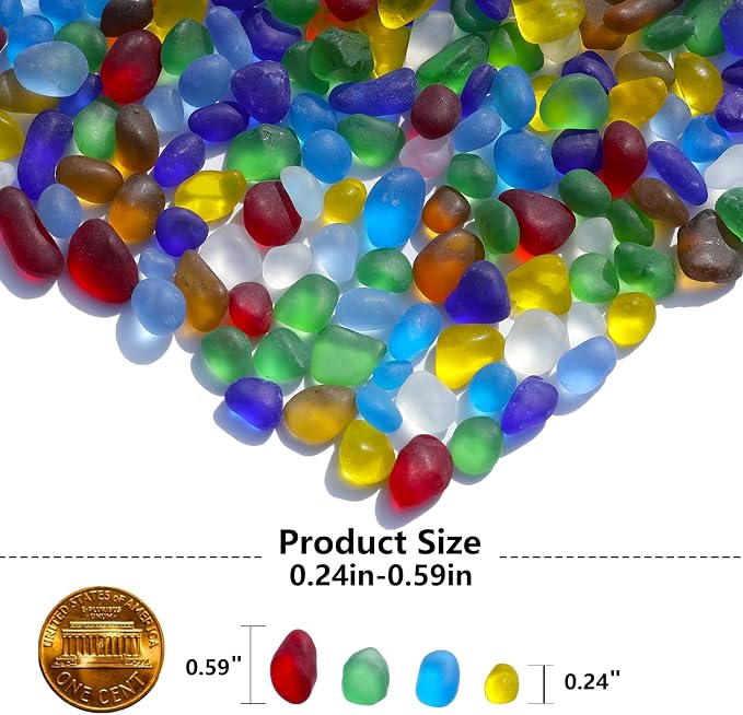 QYGL Sea Glass Stones - 2.9LB/46.4oz Colorful Frosted Glass Pebbles | Glass Gemstones Perfect for Aquarium Rocks, Fish Tank Gravel, Vase Fillers, Seaglass DIY Crafts, and Home Decor