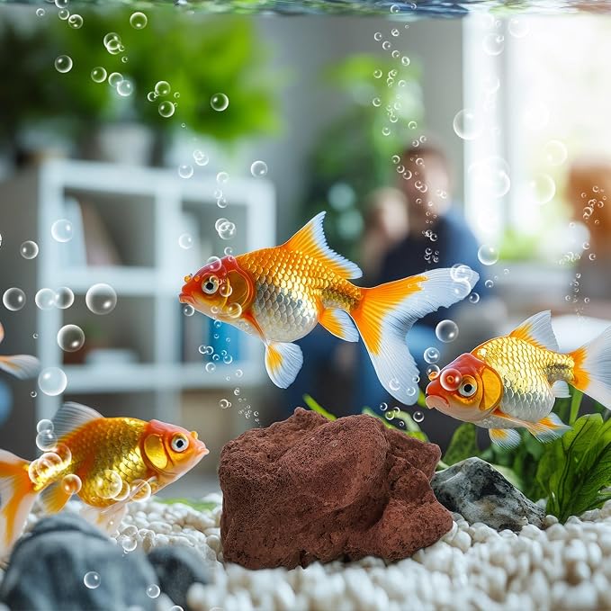 Hicarer 2 Pack Aquarium Red Lava Rock 4''- 6'' Fish Tank Volcanic Rocks Stone for Water Clarification and Odor Removal, Fish Tank Decoration Landscape Stone