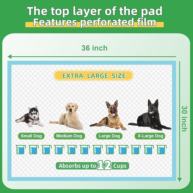 DEEP DEAR Dog Pads Extra Large 30"x36", 30-Count XXL Puppy Pads, Super Absorbent Pee Pads for Dogs, Disposable Bed Pads for Doggies, Puppies, Thicker X-Large Incontinence Pads for Dogs, Cats, Rabbits