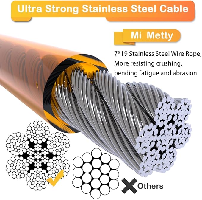 Tie Out Cable for Dogs,10/20/30/50/100FT Dog Leads for Yard Chew Proof,Heavy Duty Tie Out Cable for Large Dogs Up to 125lbs,Dog Runner Tether (Orange, 125Ibs 30ft)