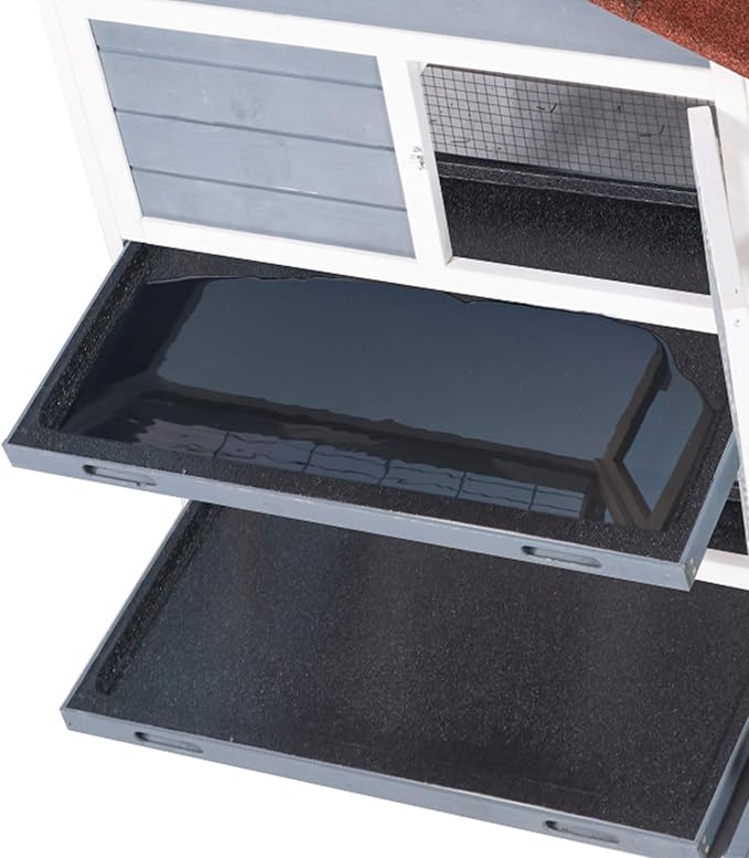 Good Life Two Floors 62" Wooden Outdoor Indoor Roof Waterproof Bunny Hutch Rabbit Cage Guinea Pig Coop PET House for Small to Medium Animals with Stairs and Cleaning Tray PET537
