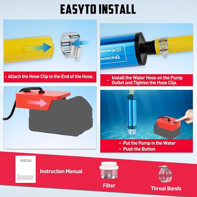 Cordless Submersible Water Pump Compatible for Milwaukee 18V Battery | 400GPH Portable Transfer Water Pump for Camping Tub Garden RV Pond Draining Job Sites(No Battery)