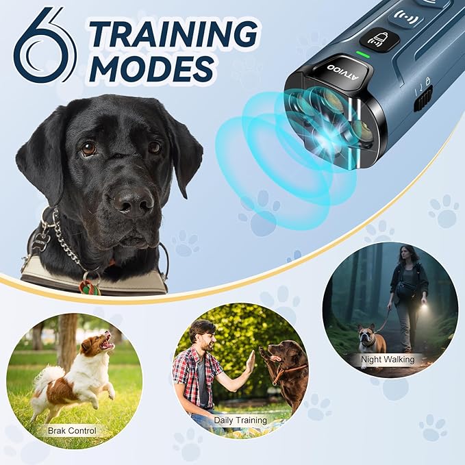 Dog Anti-Barking Device - Humane Ultrasonic Bark Control for Your or Neighbor's Pet (Dark Blue)