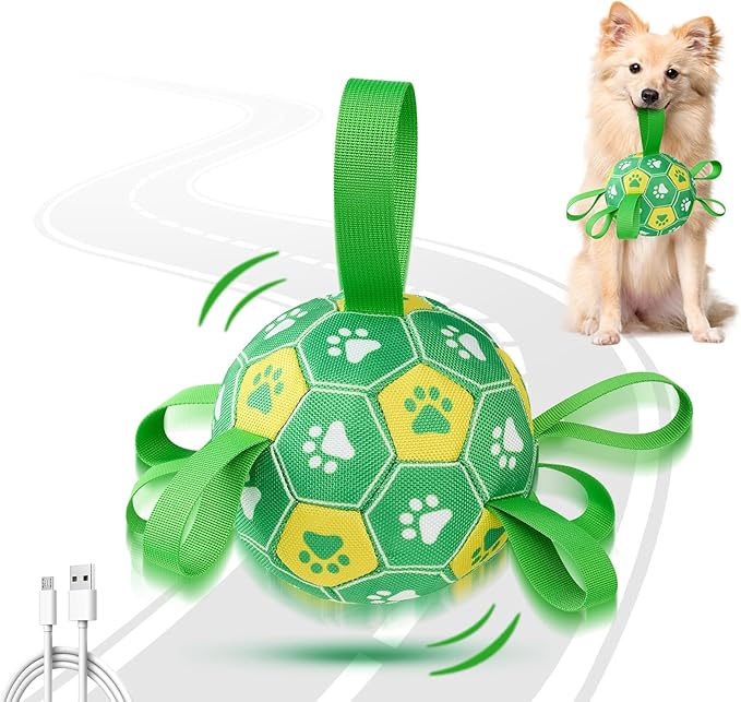 Interactive Dog Toys Dog Soccer Ball to Keep Them Busy,Durable Automatic Moving Jumping Dog Balls with Straps for Small/Medium/Large Dogs, USB Rechargeable,Not for Aggressive Chewers