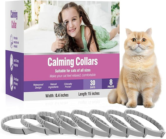 Tcllka Calming Collar for Cats 8 PK Cat Stress and Anxiety Relief Pheromone Calming Collar for Cats Anti Aggression for Cats Collar for Cats Anti Aggression for Cats Cat Calming Collars