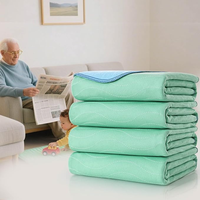 Pee Pads for Adults, Kids and Pets, Cotton-Like Surface, Machine Washable, 100% Leak Prevention with Waterproof TPU Layer (1 Pack, 34*52 inch)