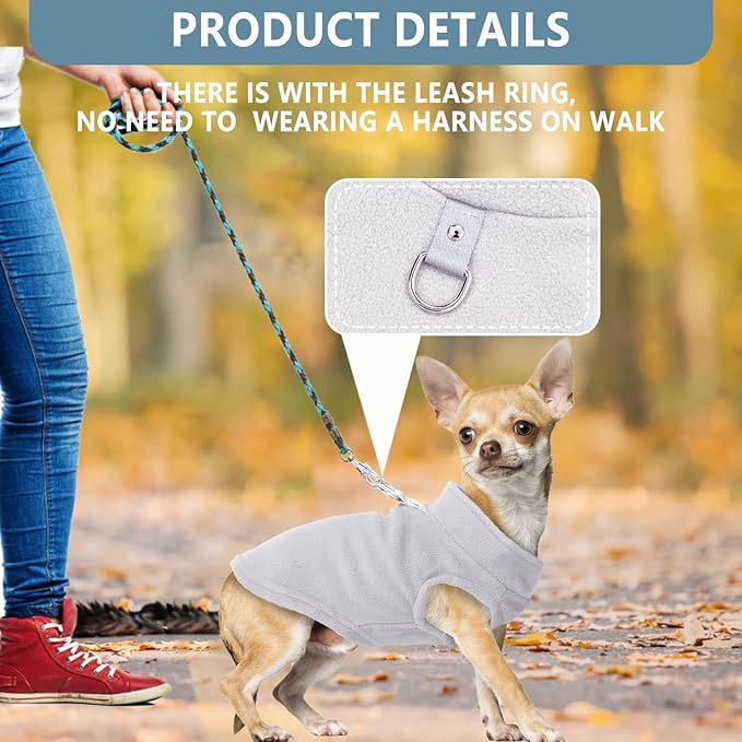 2 Pack Dog Sweater with Leash Ring Winter Warm Pet Sweater Thick Clothes Coat Fleece Dog Sweaters for Medium Dogs Girl Boy for French Bulldog, Dachshund,XXL(27-36lbs)
