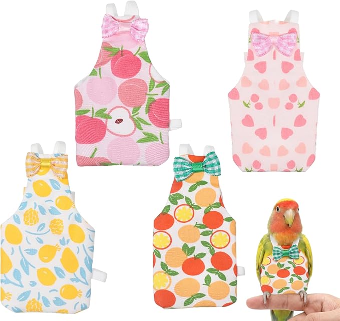 4pcs Bird Diaper Reusable Flight Suit Parrot Nappy with Waterproof Inner Adjustable Straps Pet Bird Diaper Birds Clothes for Parakeet Cockatiel Mini Macaw Budgie Canary
