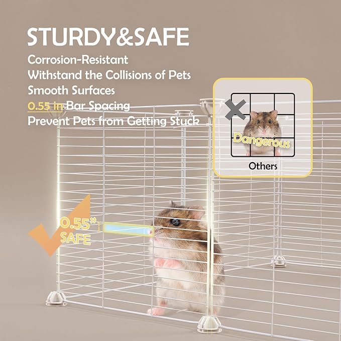MEEXPAWS Guinea Pig Cages Small Animal Playpen with Waterproof PVC Liner & Storage Space, C&C Cage for Guinea Pigs, Hedgehog, Hamsters, Ferrets,Indoor Enclosure Wire Yard Playpen