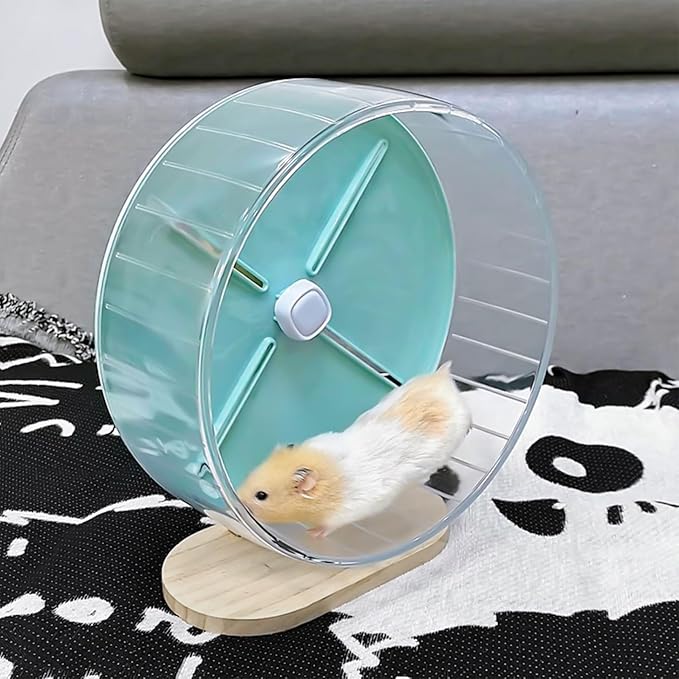 Silent Hamster Exercise Wheel,10.2 Inch Quiet Spinner Syrian Hamster Running Wheel,Anti-Skid & Adjustable Stand for Gerbils, Rats, or Other Small Pets,Green