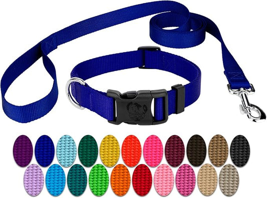Country Brook Petz - Everyday Nylon Dog Collar and Leash - 10+ Cool Colors (1 Inch, Extra Large, Bright Royal Blue)