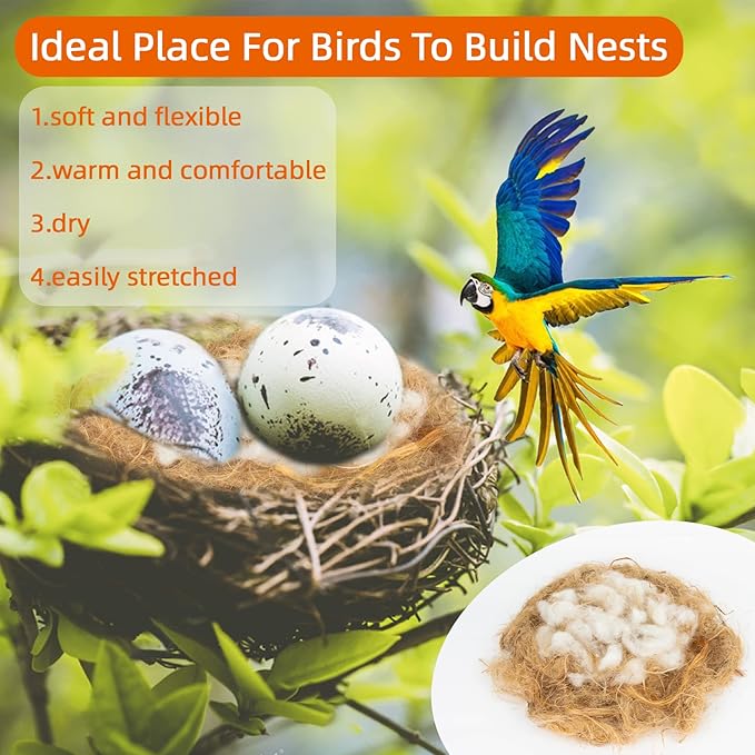 Sukh Bird Nesting Material - Bird Nests Bedding Hummingbird Nesting Material Mixing Canary Nesting Material Finch Nesting Material Parakeet Nesting Materials for Cage,Gardens,Tree Trunks (3)