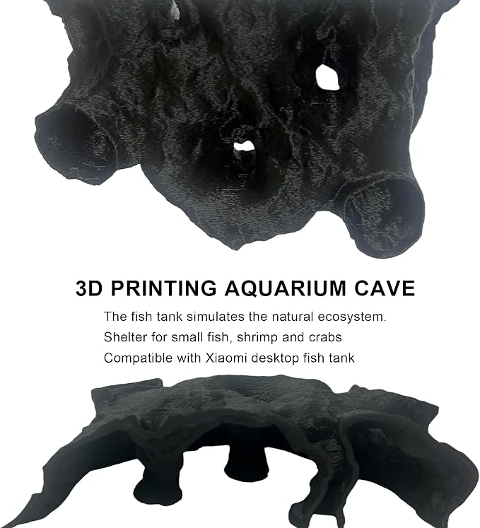 Fish Tank Hideout Cave, Aquarium Decor for Pleco Shrimp and Corydoras | Aquarium Ornaments Cave Tunnel with Viewing Ports | & Corydoras | Substrate-Friendly Design & Sinking Base