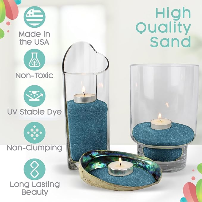 Serene Blue Unity Sand, 1 LB (16 oz), Colored Sand for Weddings, Vase Filler, Home Décor, Crafts, Terrariums, and More
