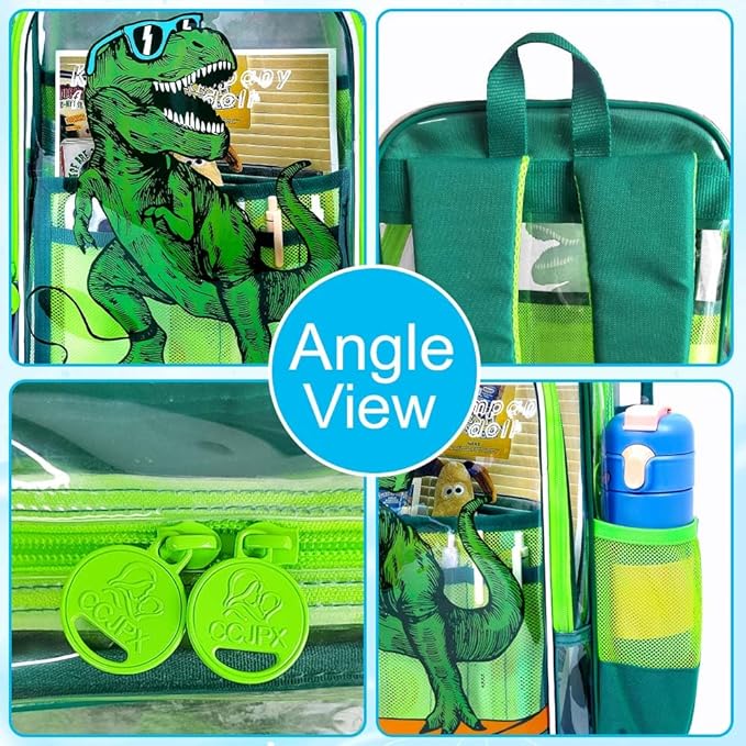 Clear Backpack for Girls and Boys, Kids Transparent Bookbag, 3PCS Cute See Through School Bag for Elementary Prechool