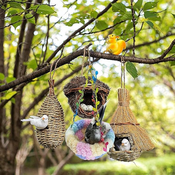 Hanging Bird Hammock for Cage Warm Plush Hanging Bird Bed Bird Snuggle Hut Parrot Hanging Sleeping Bird House for Parakeet, Conure, Budgie, Cockatiel, Lovebird, Finch, Hamster-Pink