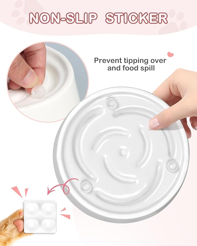 TRUVIC Ceramic Slow Feeder Dog Bowls, 1.5 Cup Puzzle Slow Feeder Bowls for Fast Eaters, Ceramic Dog Food Dish no Black Chin, Puzzle Bowl for Medium Dogs, White