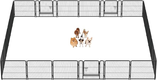DUMOS Dog Playpen Indoor, Metal 24 Inch 24 Panels Foldable Pet Fence with Door, Outdoor Small Medium Large Dog Puppy Portable Exercise Play Pen for RV Camping, Trips, Play Yard