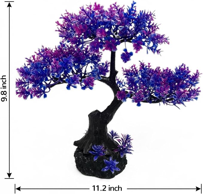 Mipukbay Aquarium Plants Tree - Purple Artificial Plastic Fish Tank Decor, Realistic Ornament Safe for Fish & Shrimp, Low-Maintenance Aquascaping Plants for Freshwater/Saltwater Tank Landscaping