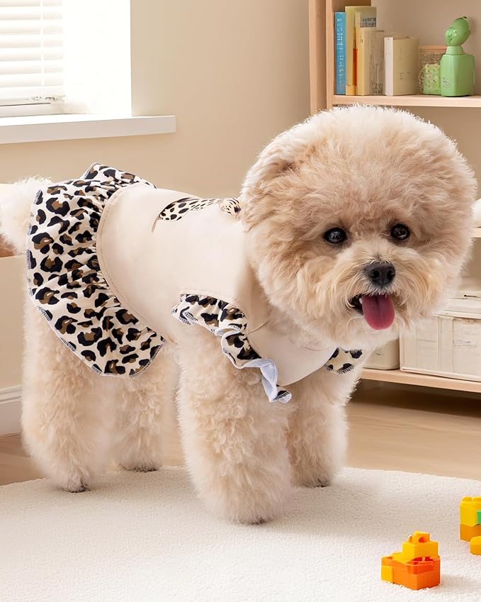 XPUDAC 4 Pack Dog Dresses Cute Printed Puppy Clothes for Small Dogs Girl Chihuahua Doggie Outfits Tank Top Vest Dresses Cat Apparel, Large(Chest-21)