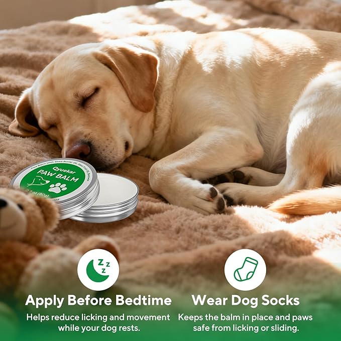 Lick-Safe Dog Paw & Nose Balm, Dog Paw Wax Protector with Coconut Oil, Moisturizer Soother Heals Dry Cracked Snout & Pads, All-Natural Nose Butter & Cream for Horse Hoof, Cat Petts Care, 2.8oz*2