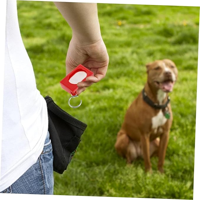 2pcs Portable Square Box Training Clicker Puppy Clicker Trainer for Dogs Cats Birds Lizards Fish Aid for Indoor Use (Red+Blue)
