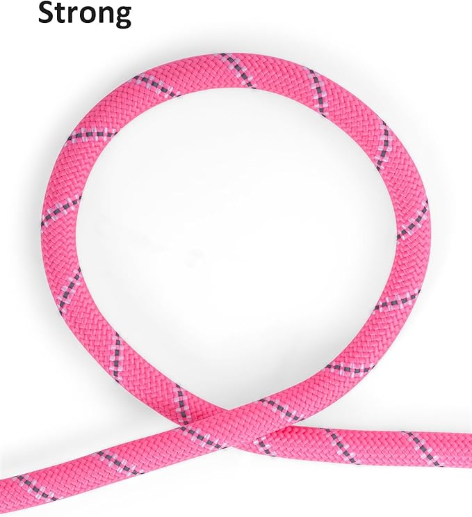 Long Dog Leash for Dog Training 16FT/30FT/50FT/100FT, Heavy Duty Dog Lead for Large Medium Small Dogs Outside Walking, Playing, Camping, or Yard 12LDL-Pink30FT