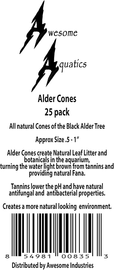 Awesome Aquatic 25 Alder Cones, Blackwater, Betta Shrimp Habitat | Natural tannins Botanicals Softwater Leaf litter Biofilm surface Water enrichment Natural décor Easy to use